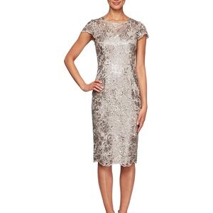 Alex Evenings Taupe Dress  New sz 8